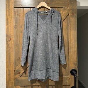 Athleta gray ribbed hoodie dress